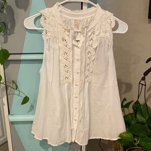 Free people white lacy tank top size medium